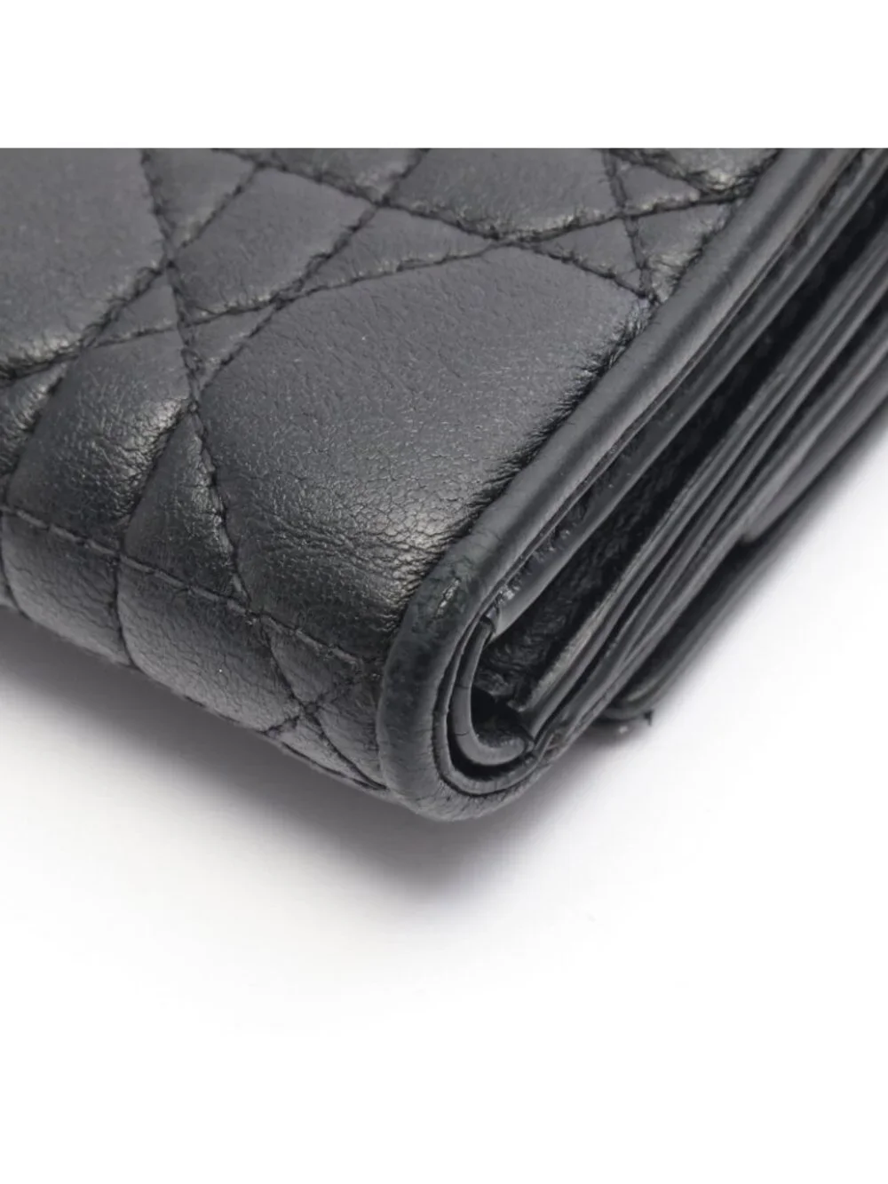Dior Trifold Wallet Lady Lotus Black Leather